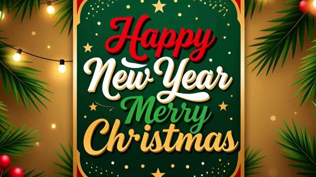 Christmas Holiday Party Background. Happy New Year and Merry Christmas Poster Template video Vector Illustration