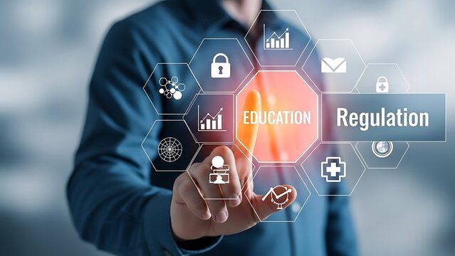 Compliance and regulation concept with security icons - Powered by Adobe