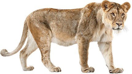 Obraz premium female lion isolated on white background 