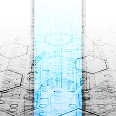 Technological concept with the use of technical elements. Numbers and technological circles.