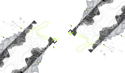 Abstract art wireframe background. Modern science or technology art elements. Surface illustration.