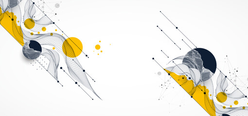 Abstract wireframe background. Modern science art elements. Surface illustration.