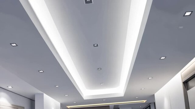 Modern Ceiling Design Recessed Lights LED Strips Gypsum Panels Hallway Interior Elegance