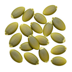 Natural green pumpkin seeds PNG with alpha channel
