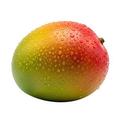 Ripe mango with water droplets and background removal