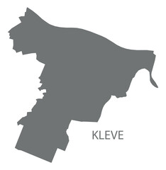 Kleve city map with boroughs grey illustration silhouette shape
