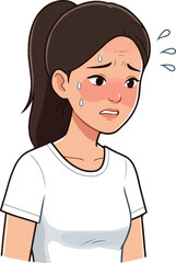 Pixel Art Woman Sweating From Heat Blushing Cartoon Style