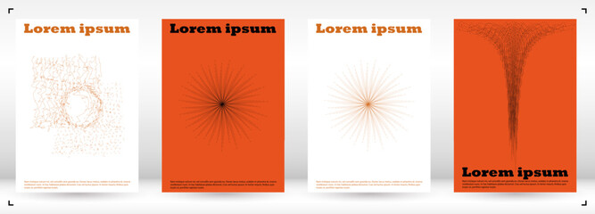 Set of Minimal Vector Poster Design with Circles and Wave Lines. Minimalistic Background with Motion Lines. Good for Business Template or Concert Brochure. Vintage Style.