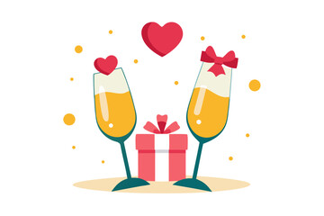 birthday card with champagne glasses