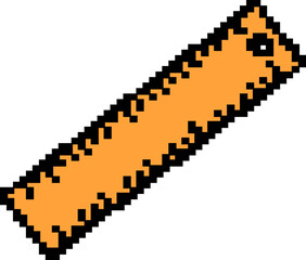 Vibrant orange pixelated sword on black background