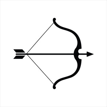 Bow and Arrow Icon &ndash; Vector Silhouette Archery Symbol
