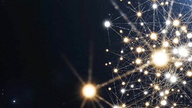 Abstract Gold Network and Digital Connection Background