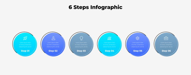 6 Steps Infographic Circular Diagram for Business Presentation Template, Six Step Process Options Vector