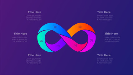 6 Steps Infinity Process Infographic Diagram on Dark Background for Business Presentation Template Vector