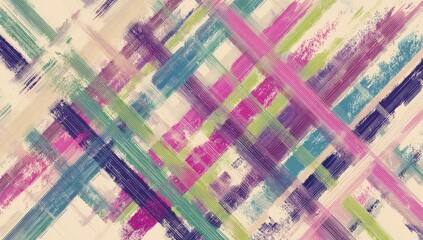 Fototapeta premium Abstract colorful crisscrossing brushstrokes on a light beige background