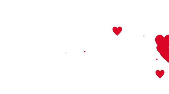 Flying hearts motion background with red hearts flying icon, valentine and romantic motion graphic, love heart animation seamless loop 4k