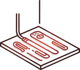 Warm Floor Heating System with Thermostat Vector Illustration