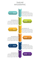 Colorful vertical timeline infographic template with 6 elements, eps10 vector illustration.