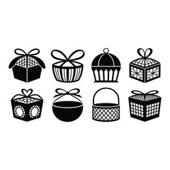 Collection of decorative gift baskets and boxes