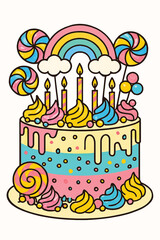 candy birthday cake with candles