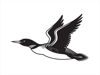 Obraz premium Loon Flying Bird Silhouette, Vector, Illustration. Loon silhouette vector illustration on flying design