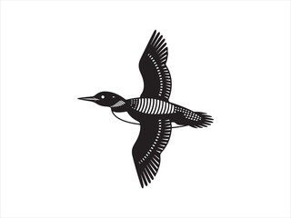 Fototapeta premium Loon Flying Bird Silhouette icon, Vector, Illustration.