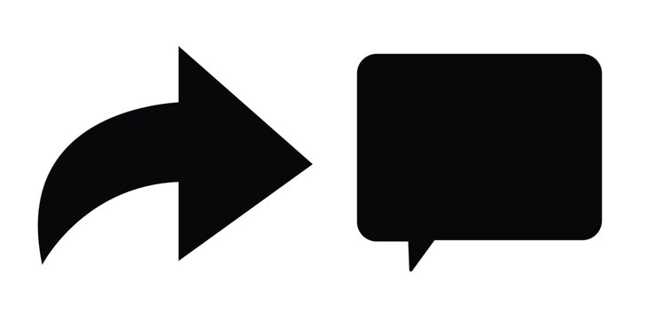 Social media share comment icons Black silhouette vector illustration of a white cat icon inside a 3d speech bubble symbol for web chat communication and internet message design