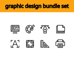Graphic design bundle set icons for tools and creative processes