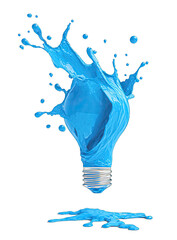 Lightbulb exploding with blue liquid splash