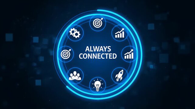 Glowing blue technology interface with always connected concept