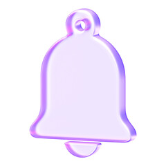 Purple glowing 3D bell icon featuring transparent glassmorphism design. Represents alerts and notifications for professional dashboard and application user experiences