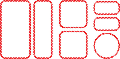Red twisted rope frames set with various shapes including rectangles, squares, and a circle © wajuddin