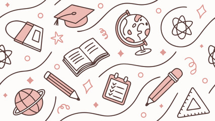 Education and learning symbols seamless pattern background.
