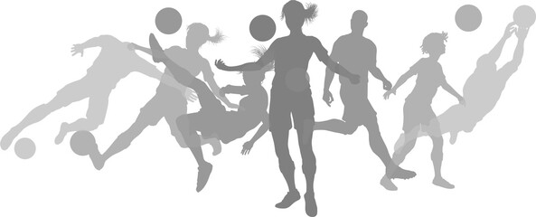 Silhouette soccer football player set. Active sports people healthy players fitness silhouettes concept. © Christos Georghiou