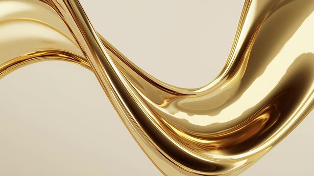 A gold wave is shown in a painting. The gold color gives the painting a luxurious. Luxury gold financial asset imagery, smooth gold forms, understated sophistication, gold high net worth asset