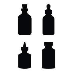 Medicine bottle Vector, Silhouette, Illustration