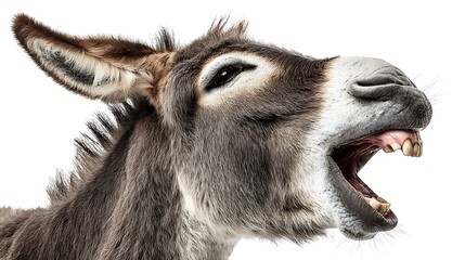 Naklejka premium Funny donkey head portrait isolated on the white background 