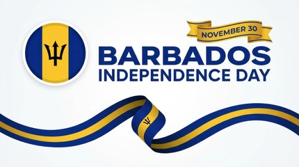 barbados independence day background with round emblem of the national flag on white space bold typography with the text clean modern design copy space