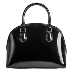 black shiny bag on transparent png background
