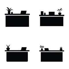 Reception desk Vector, Silhouette, Illustration