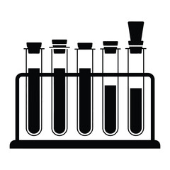 Test tubes in stand Vector, Silhouette, Illustration