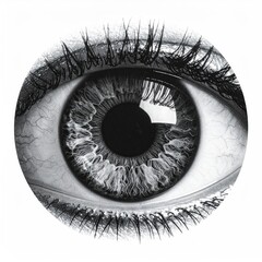 High-contrast monochrome eye close-up, focused with intricate details
