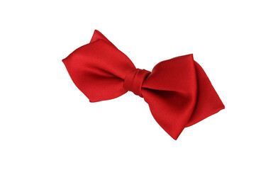 Elegant red silk bow tie isolated on white background. Shopping concept.