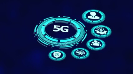 5G network technology concept with digital connectivity dashboard interface, high speed communication icons and data system. - Powered by Adobe