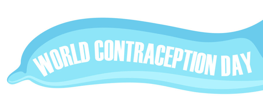 World Contraception Day Text on blue Condom shape Banner - Powered by Adobe