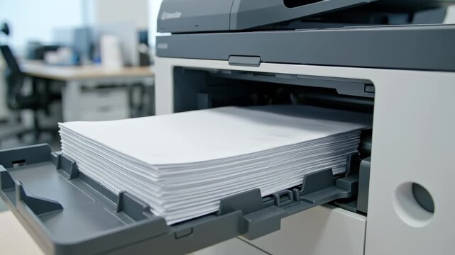 Office printer with paper stack