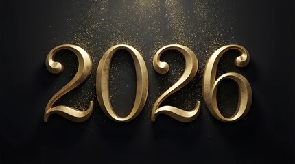 Luxury Golden 2026 Happy New Year Numbers on Black