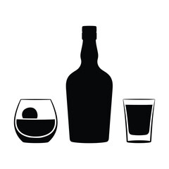 Alcoholic Drink Vector, Silhouette, Illustration