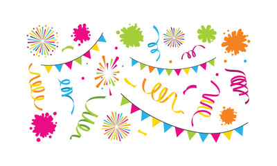 Naklejka premium Set bundle of carnival party elements decoration and garlands vector