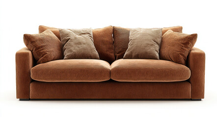 Sofa with pillows in light setting for home living room seating area design